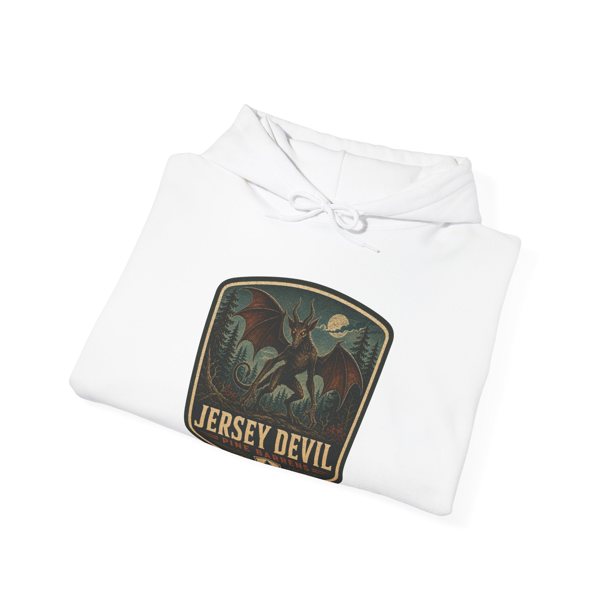 Jersey Devil Crest Hoodie, Cryptid Bat Emblem Hooded Sweatshirt