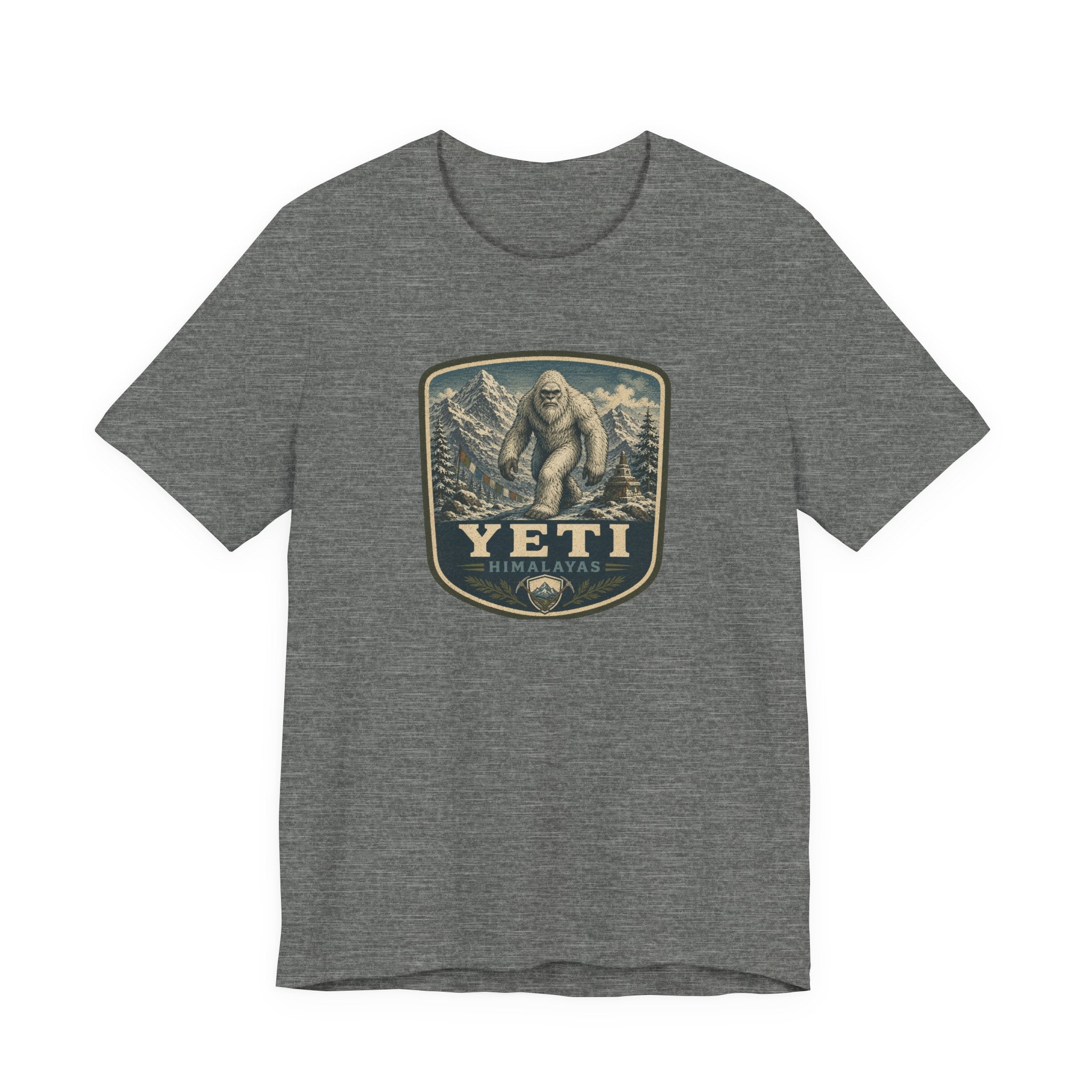 Yeti Mountain Badge Tee | Snowy Peak Sasquatch Graphic