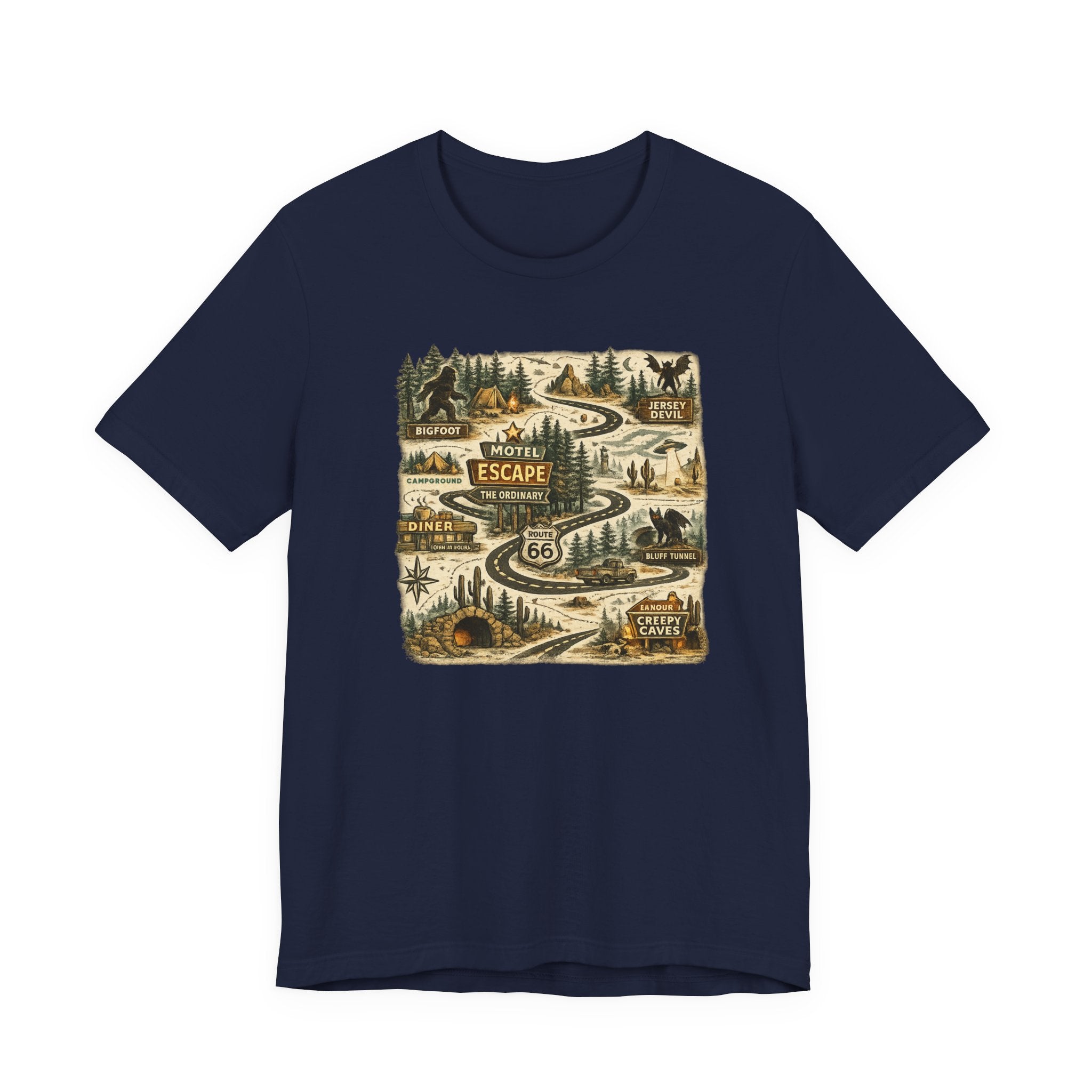 Road Trip Route 66 Adventure map T-Shirt, Vintage Travel Scenic Graphic Tee