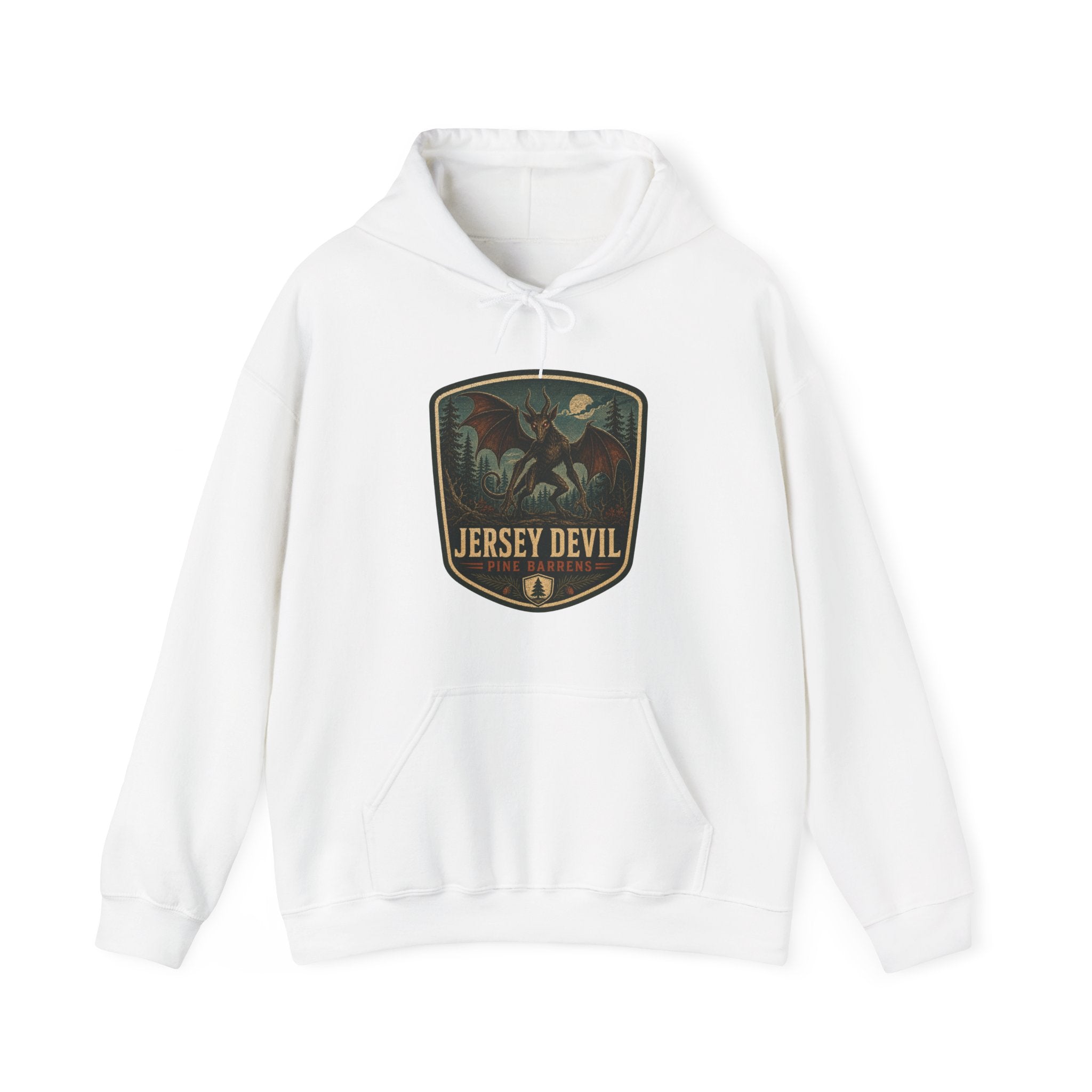 Jersey Devil Crest Hoodie, Cryptid Bat Emblem Hooded Sweatshirt