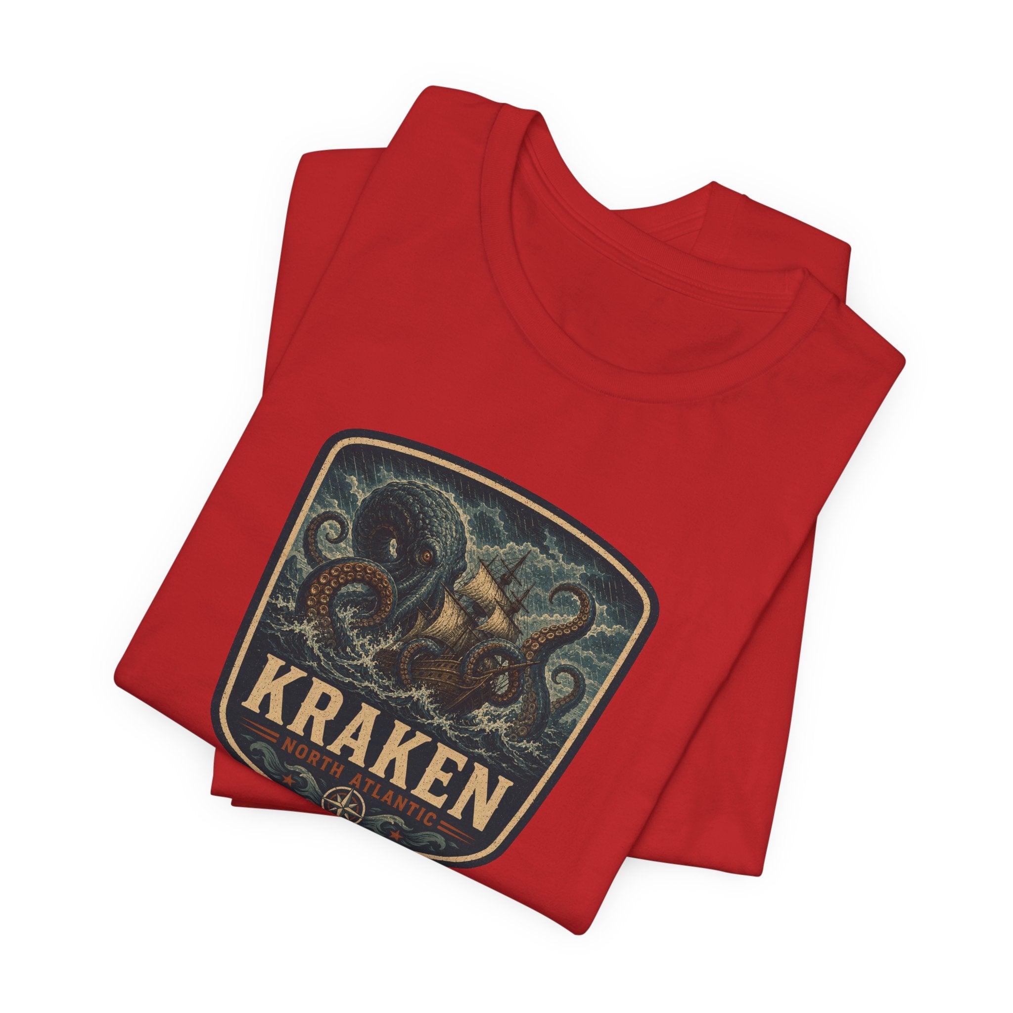 Kraken Vintage Crest Tee, Mythical Sea Monster illustration