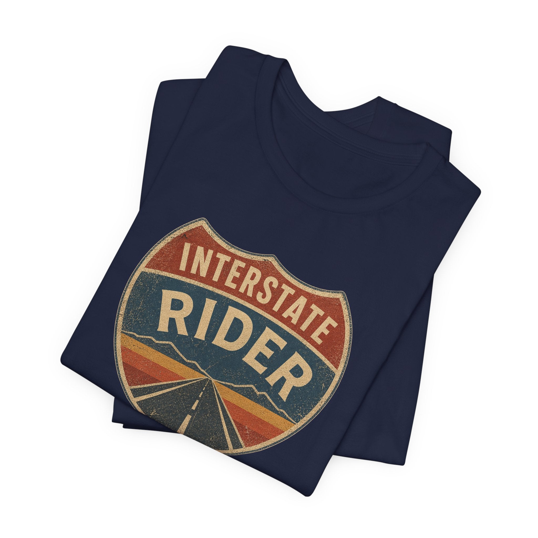 Interstate Rider shield graphic Tee, Vintage road trip motorcycle shirt