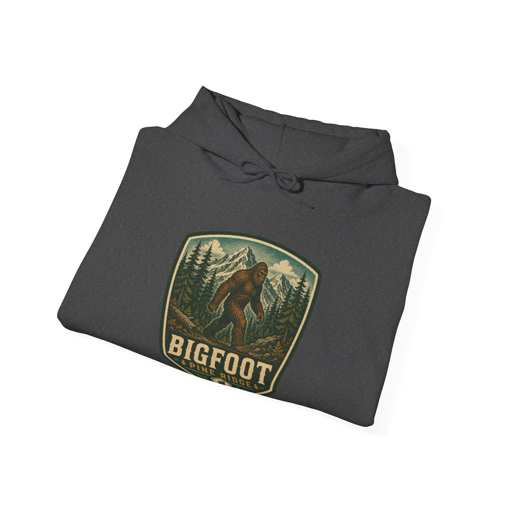 Bigfoot Forest Patch Hoodie, Sasquatch Camping Design