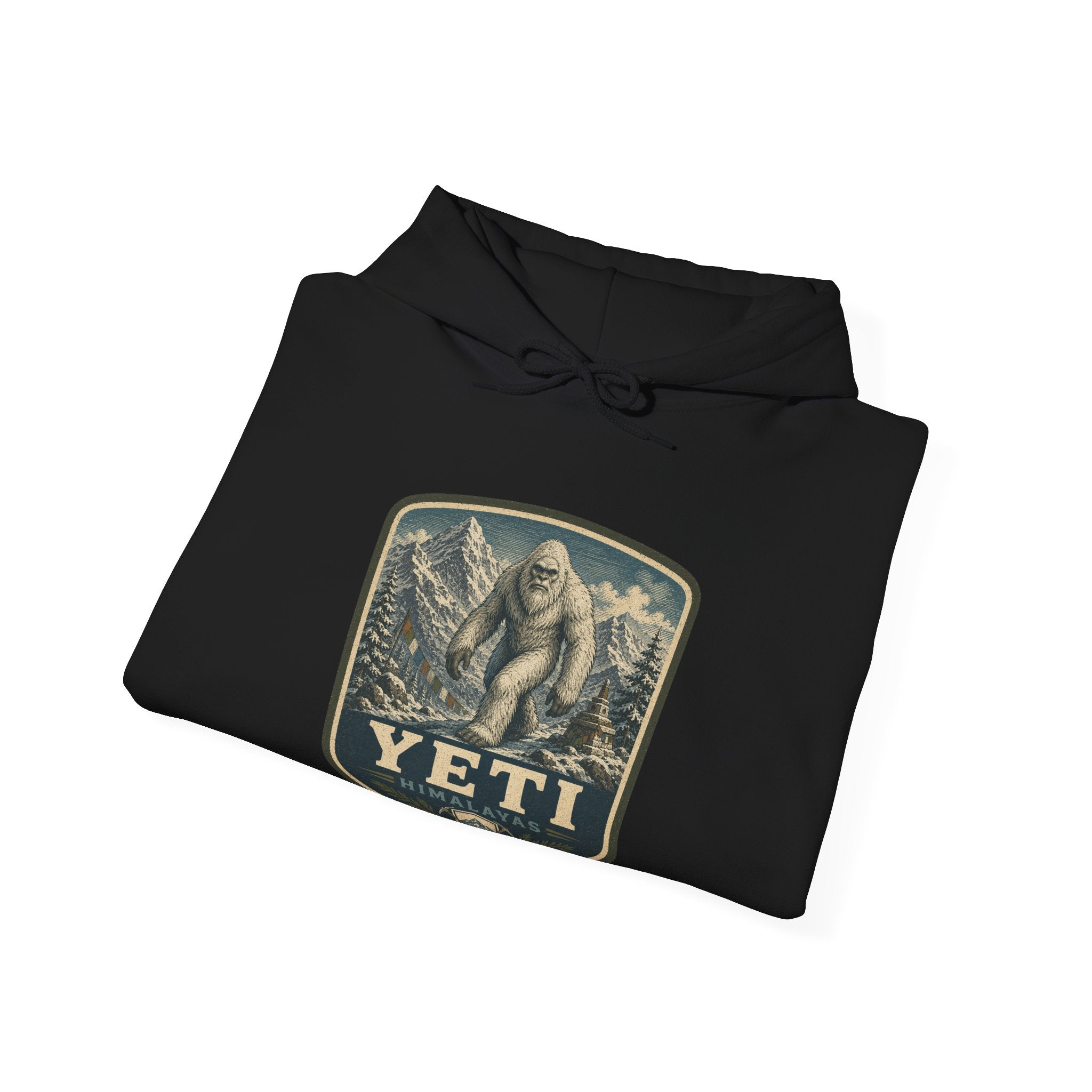 Yeti Mountain Patch Hoodie, Snowy Forest Sasquatch Sweatshirt