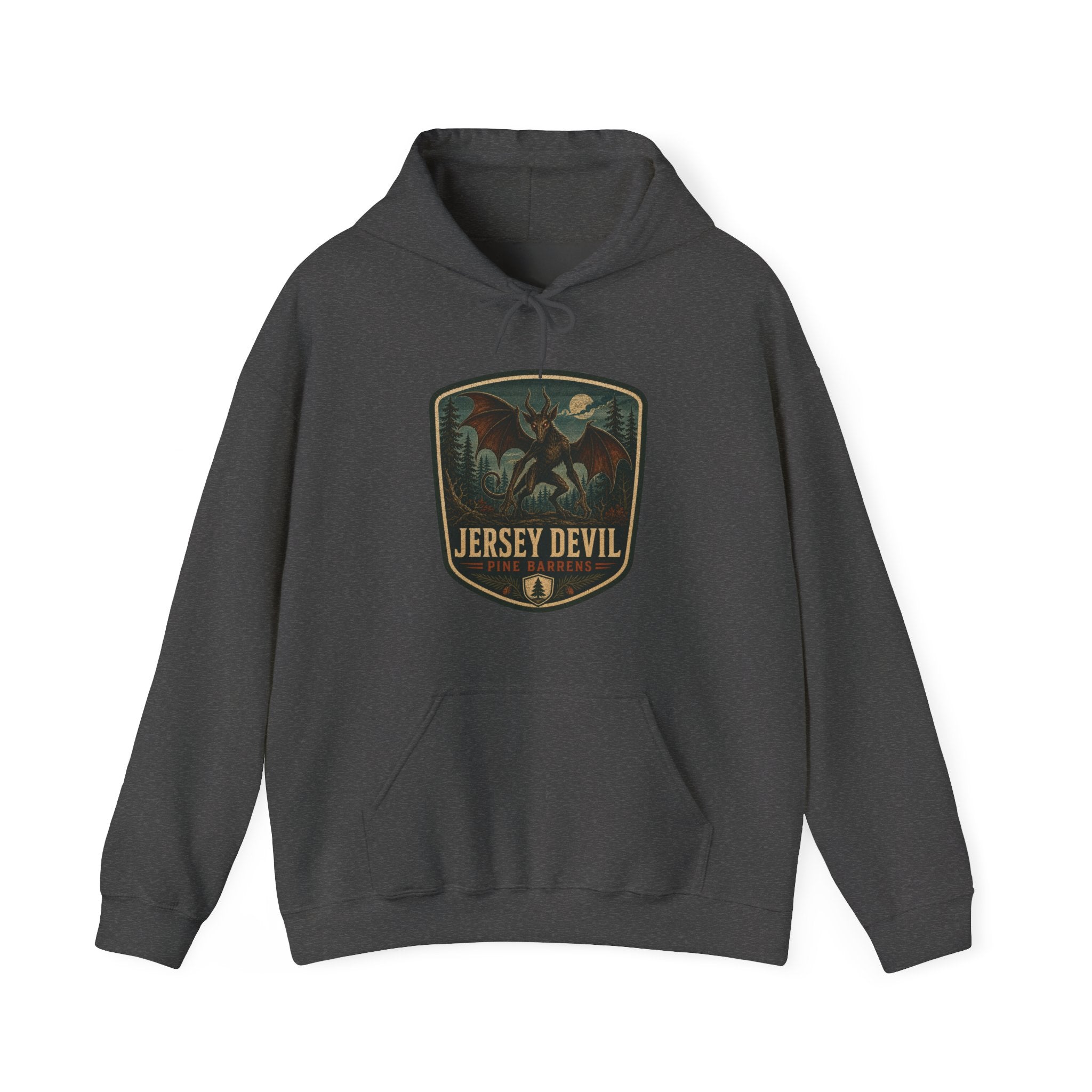 Jersey Devil Crest Hoodie, Cryptid Bat Emblem Hooded Sweatshirt
