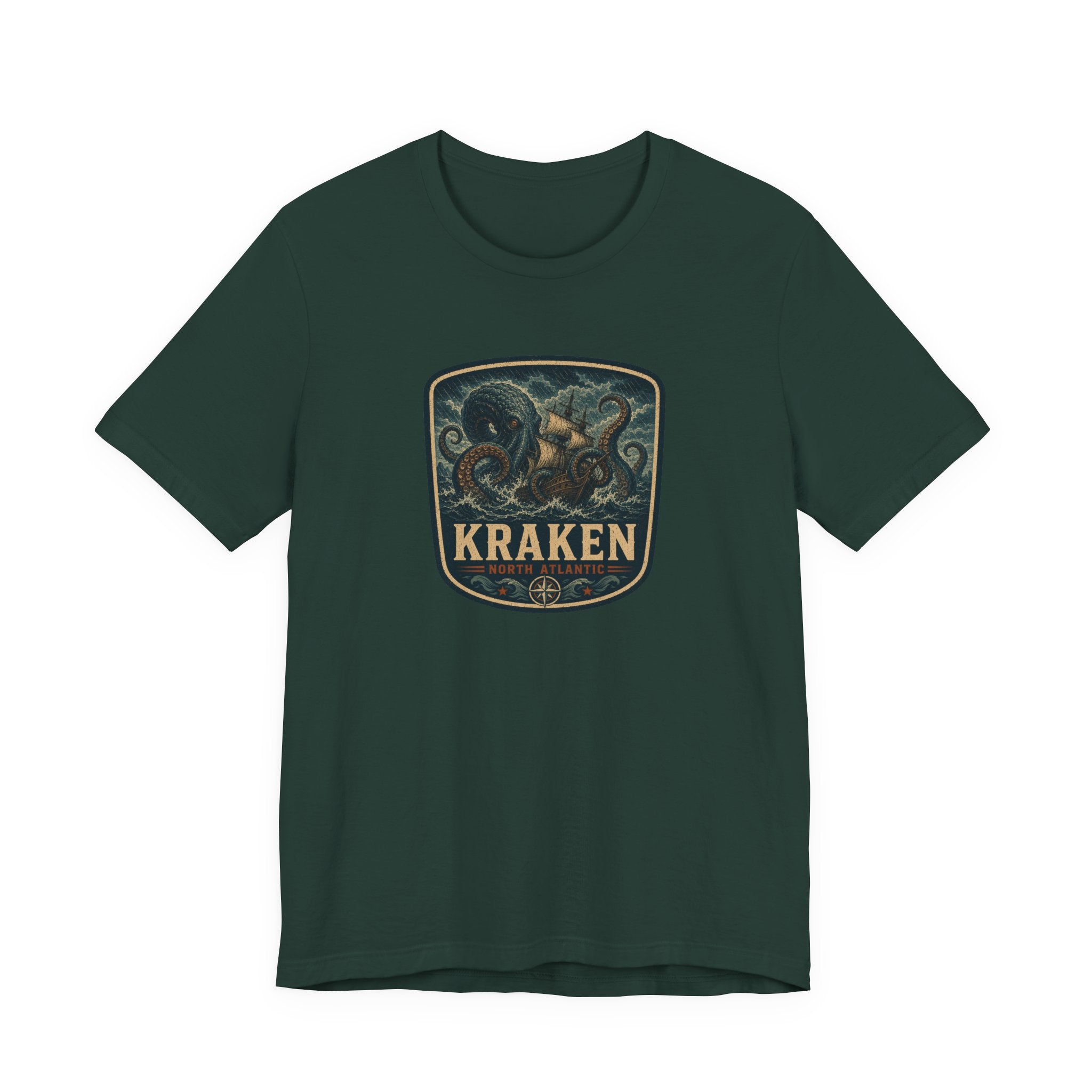 Kraken Vintage Crest Tee, Mythical Sea Monster illustration