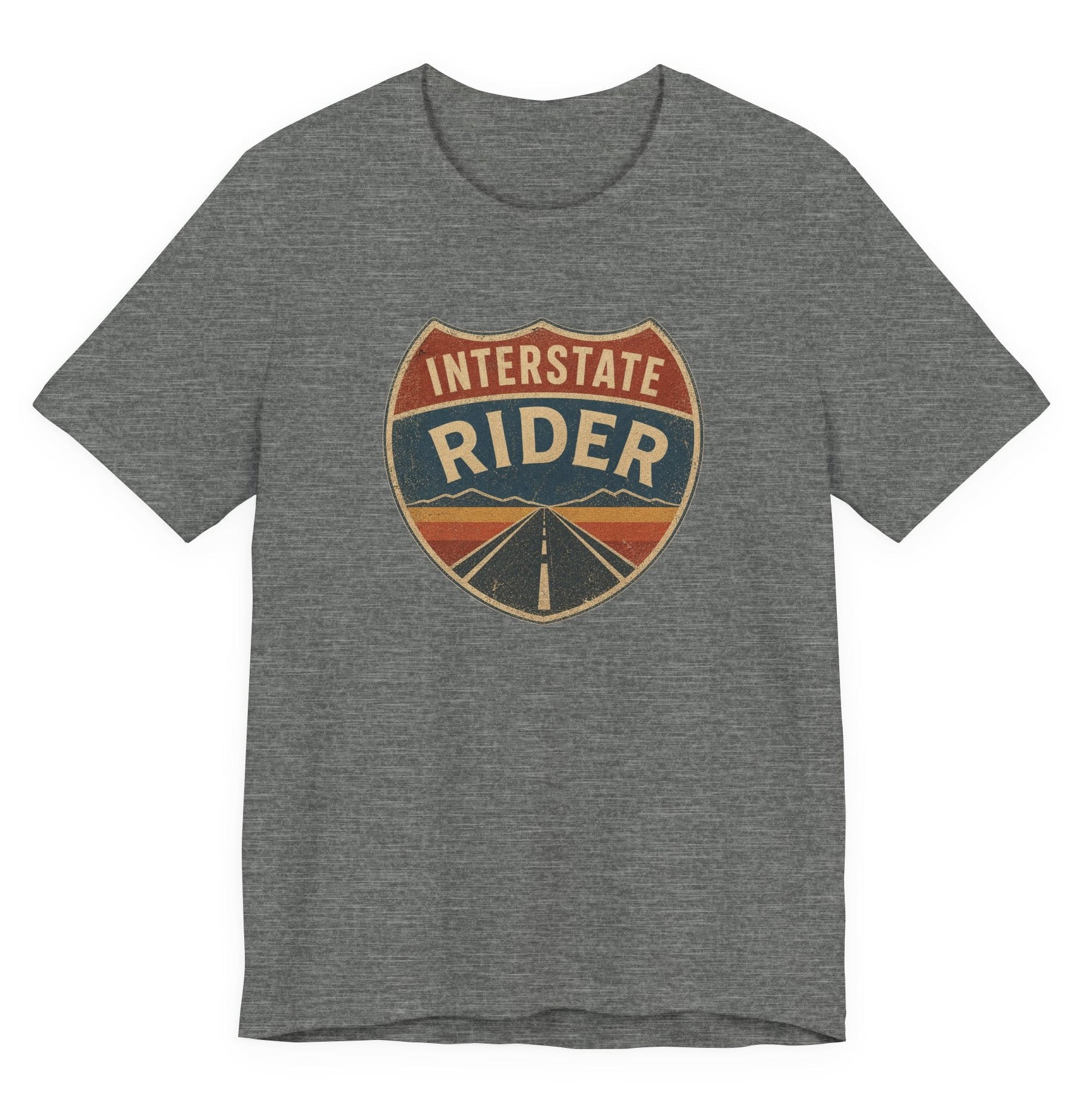 Interstate Rider shield graphic Tee, Vintage road trip motorcycle shirt
