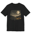 Full Moon Cabin Road T-Shirt, Night Forest Moonlight Scene