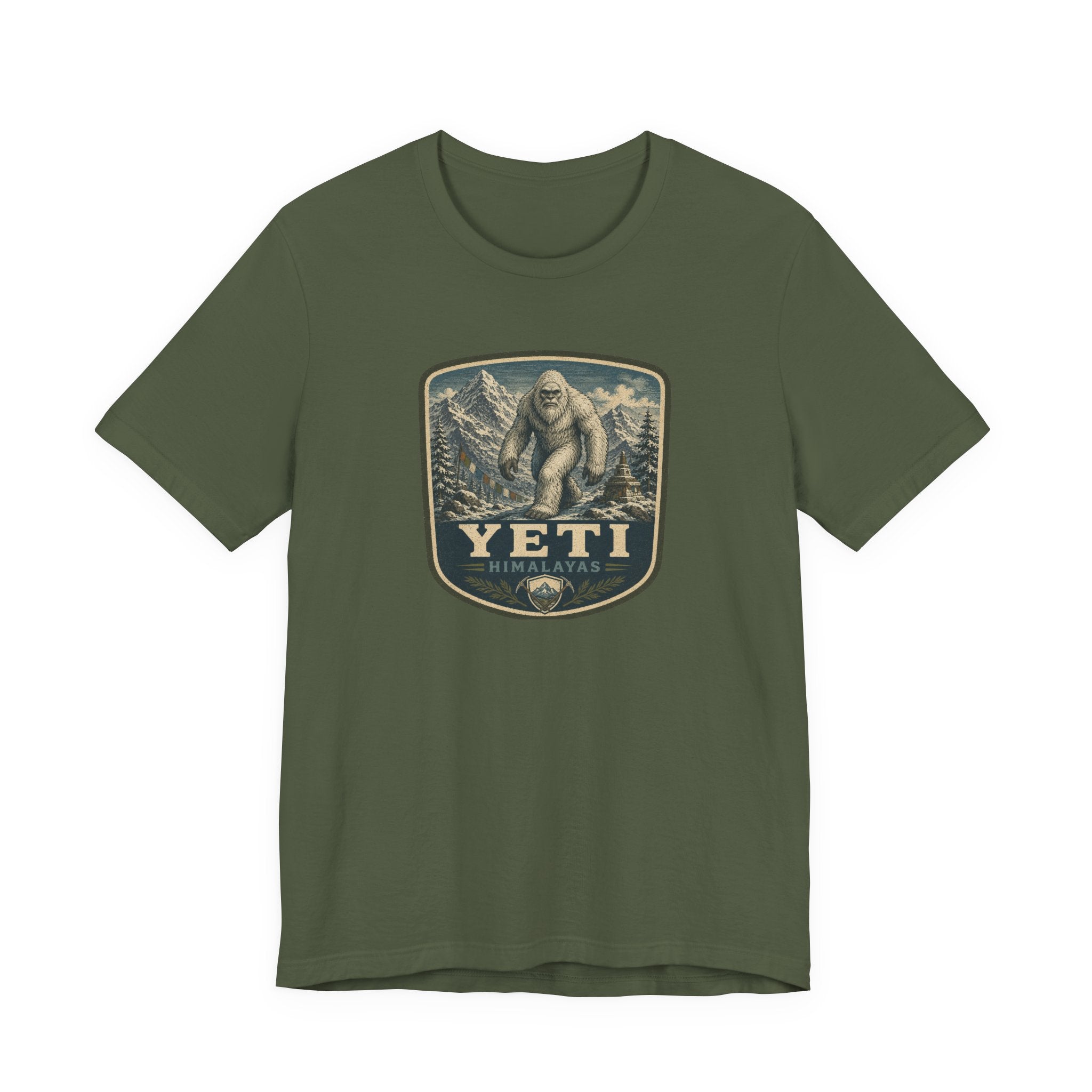 Yeti Mountain Badge Tee | Snowy Peak Sasquatch Graphic