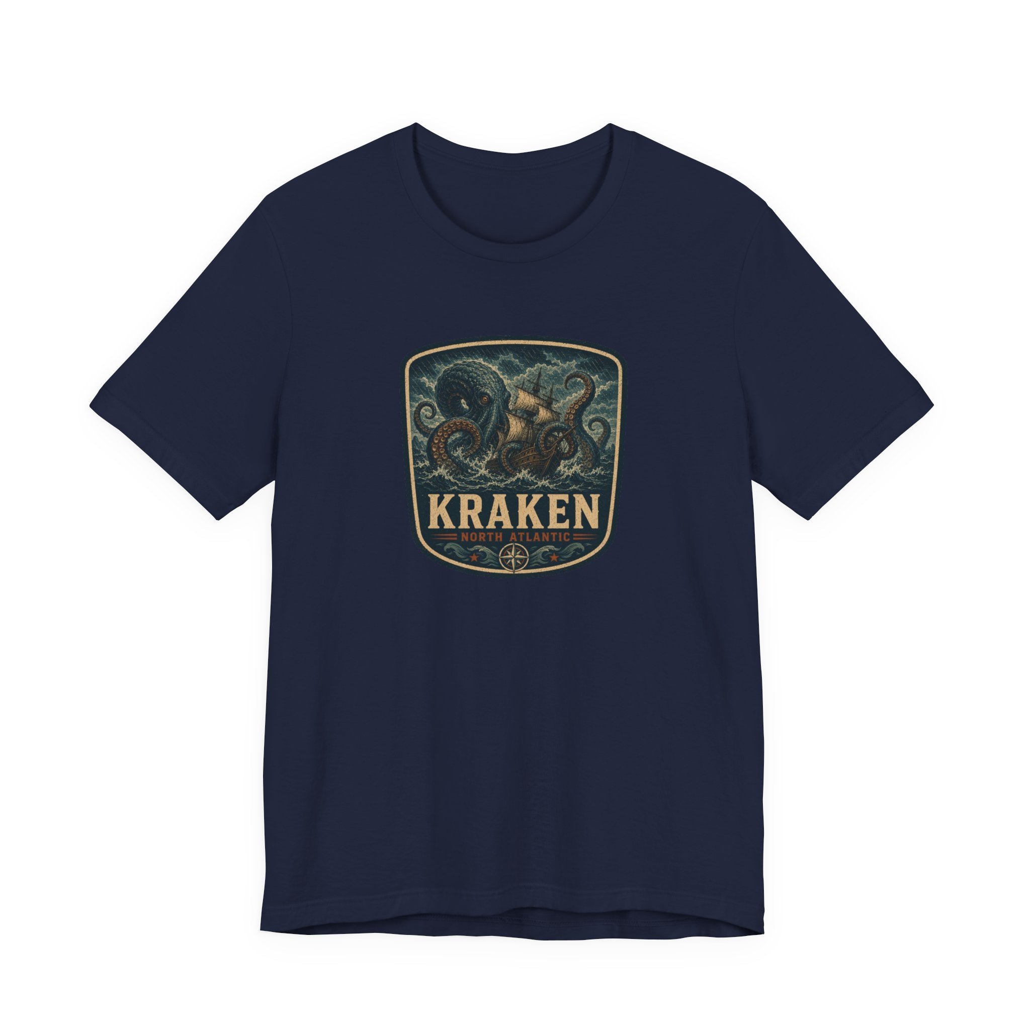 Kraken Vintage Crest Tee, Mythical Sea Monster illustration