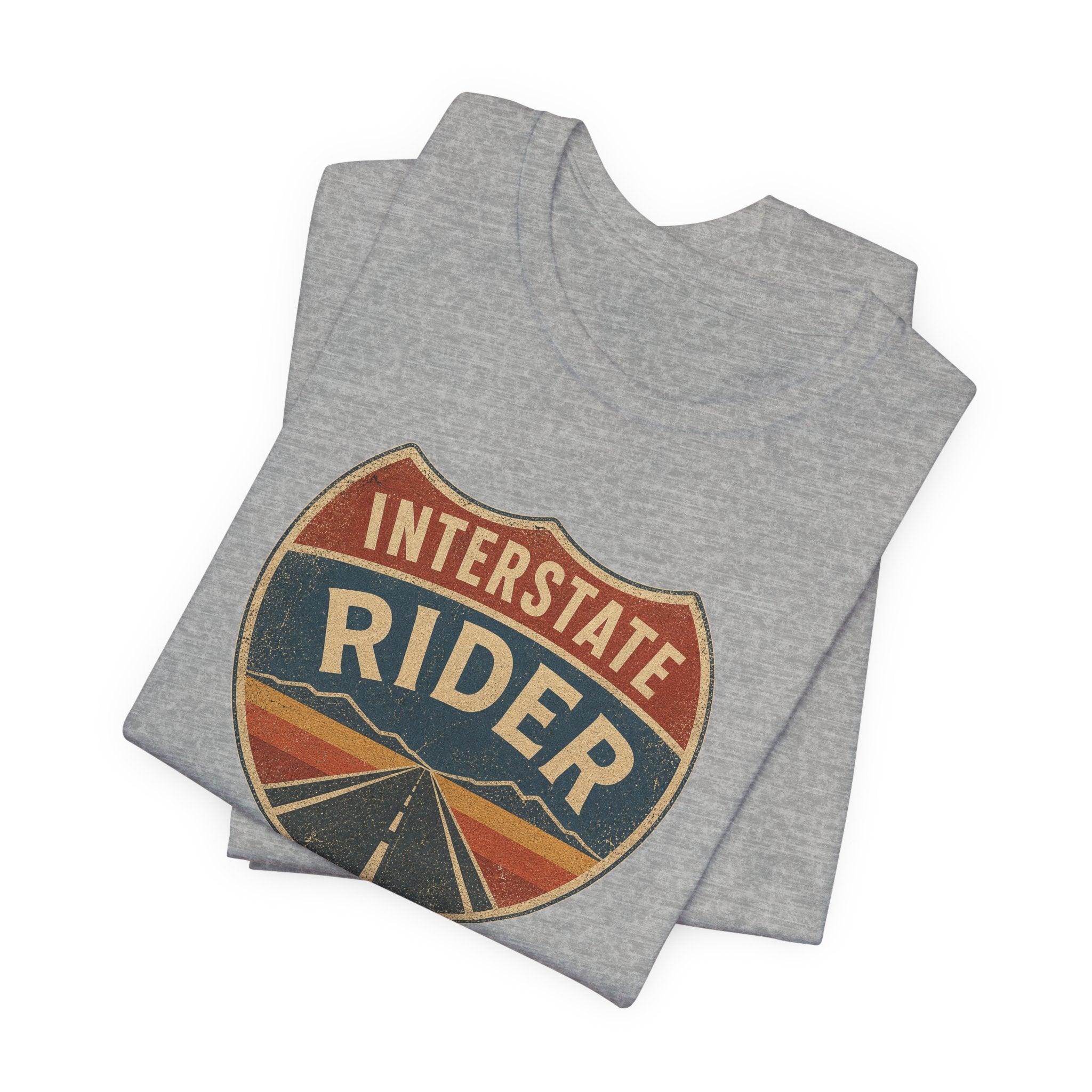 Interstate Rider shield graphic Tee, Vintage road trip motorcycle shirt