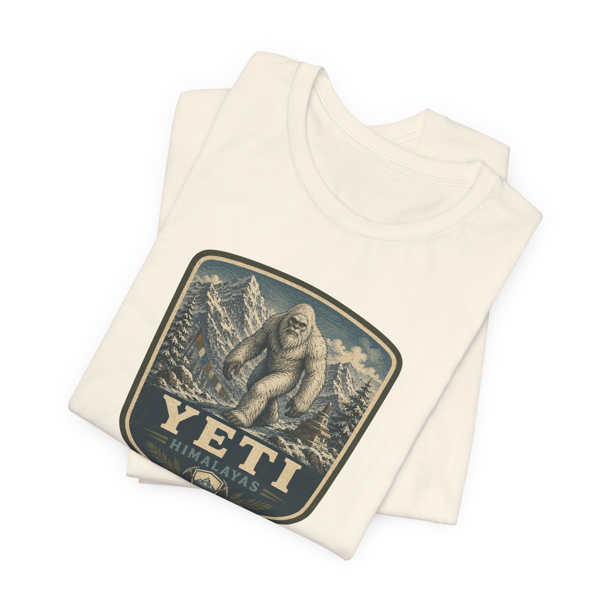 Yeti Mountain Badge Tee | Snowy Peak Sasquatch Graphic
