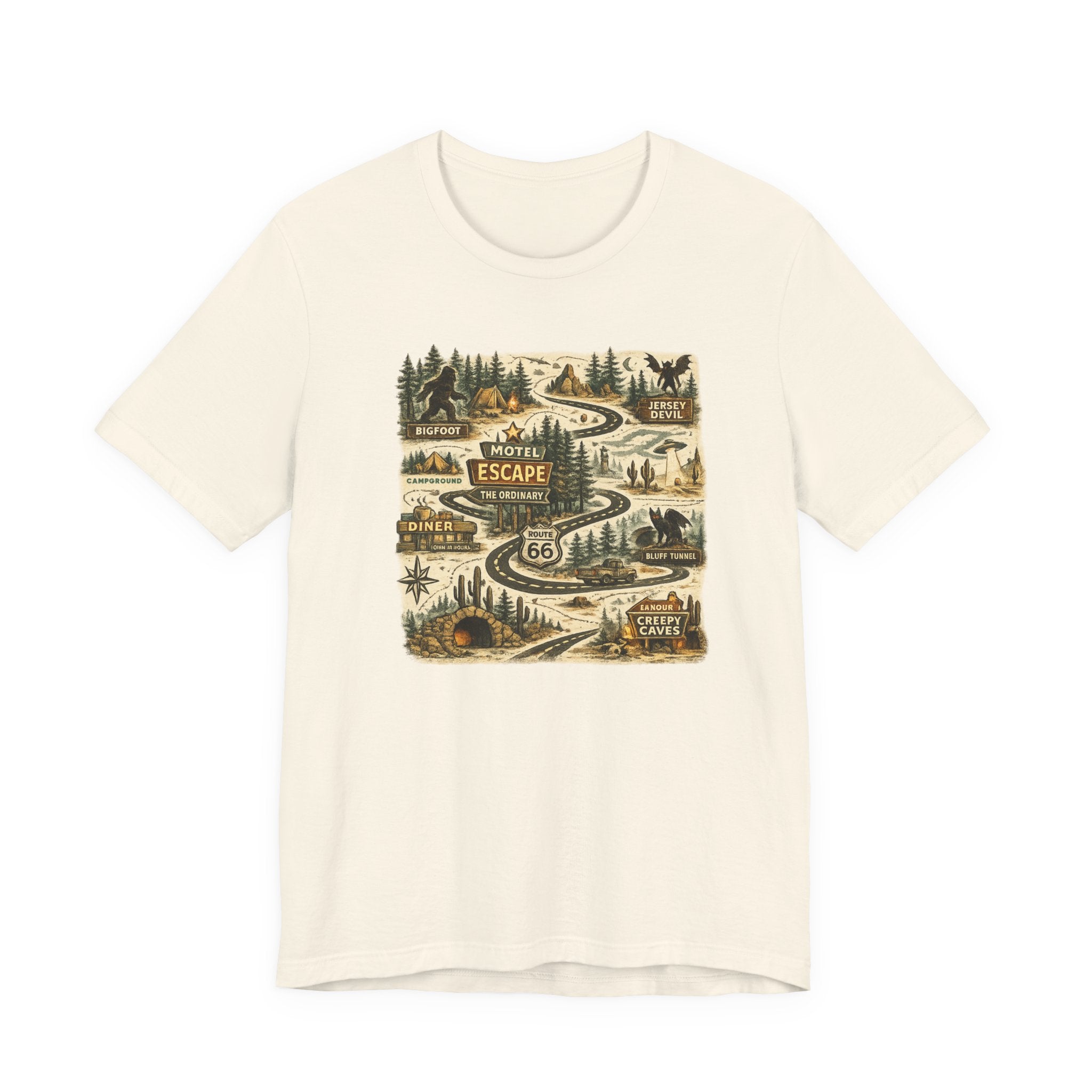 Road Trip Route 66 Adventure map T-Shirt, Vintage Travel Scenic Graphic Tee