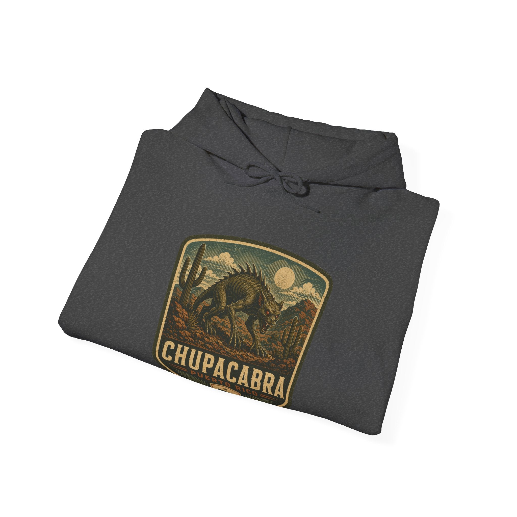 Chupacabra Badge Hoodie, Cryptid Forest Patch Design