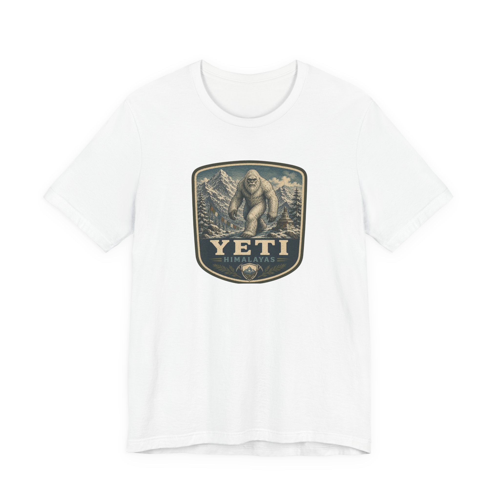 Yeti Mountain Badge Tee | Snowy Peak Sasquatch Graphic