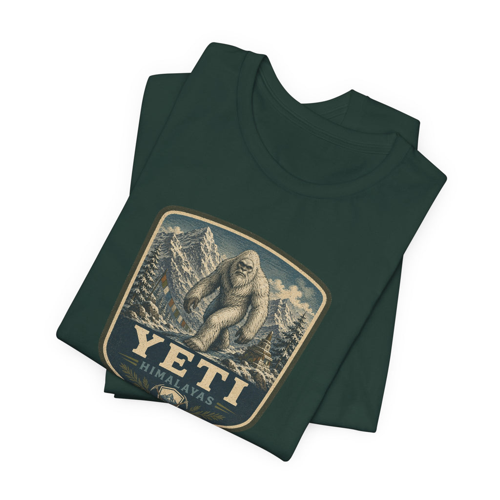 Yeti Mountain Badge Tee | Snowy Peak Sasquatch Graphic