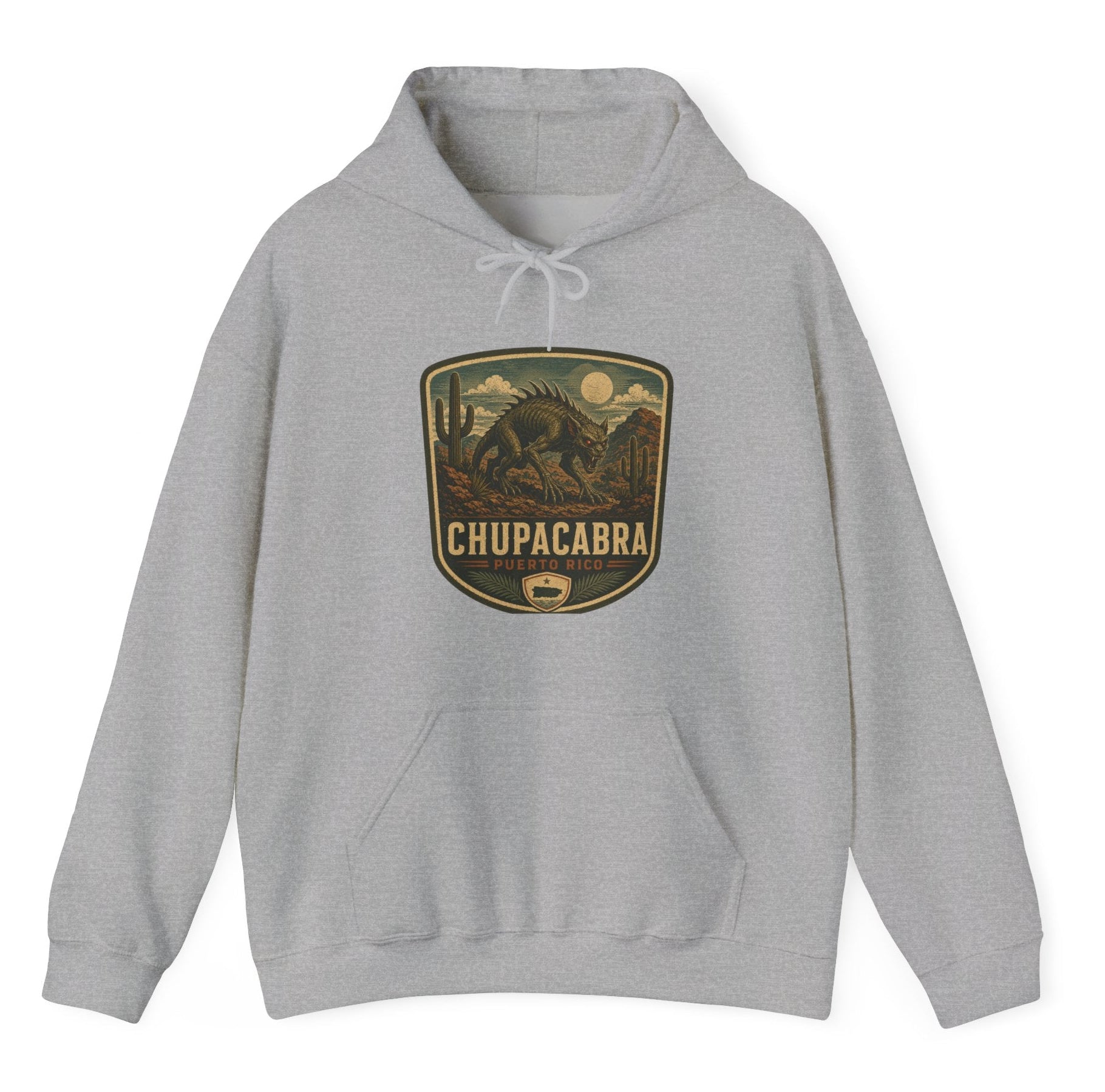 Chupacabra Badge Hoodie, Cryptid Forest Patch Design