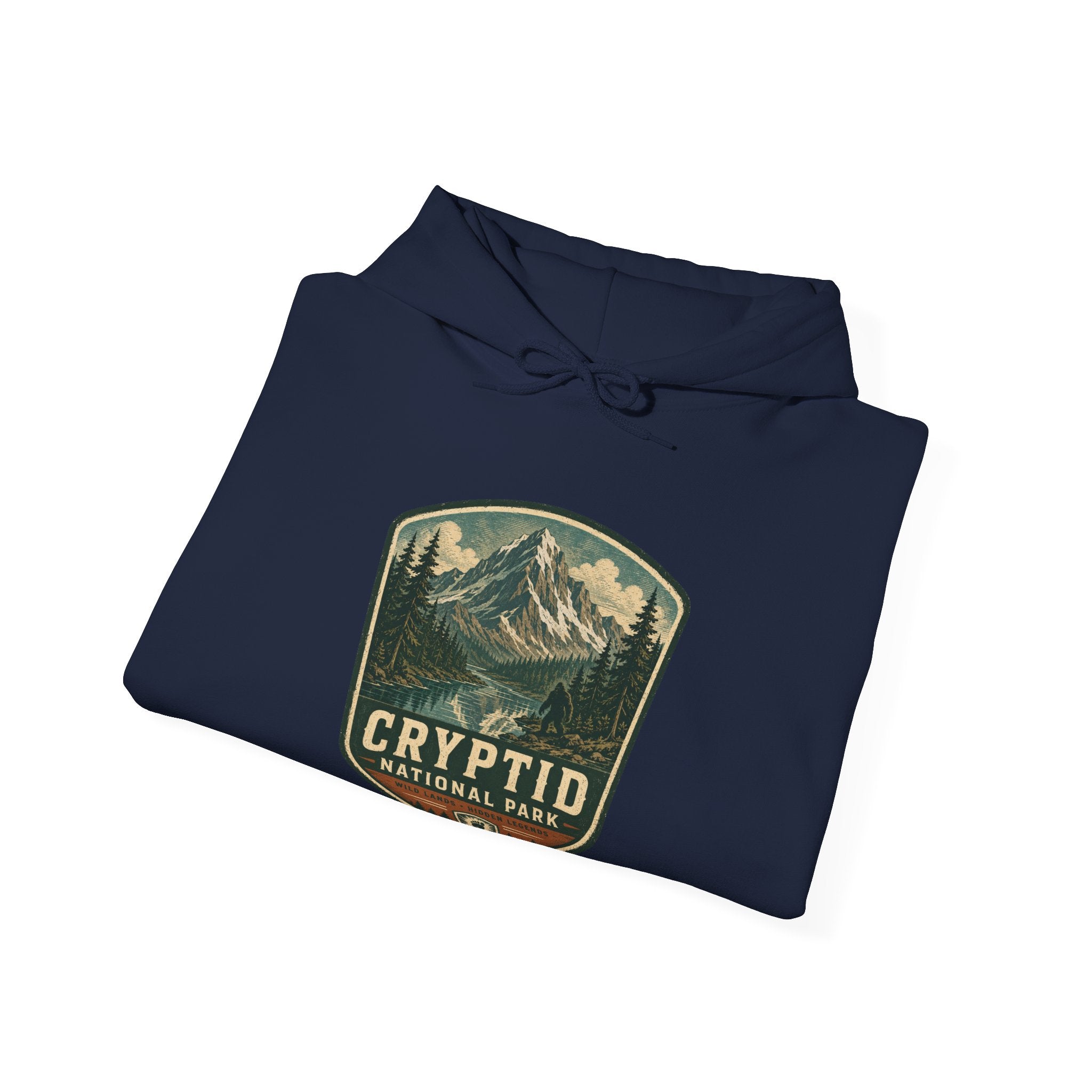 Cryptid National Park patch Hoodie, Mountain Sasquatch vintage badge