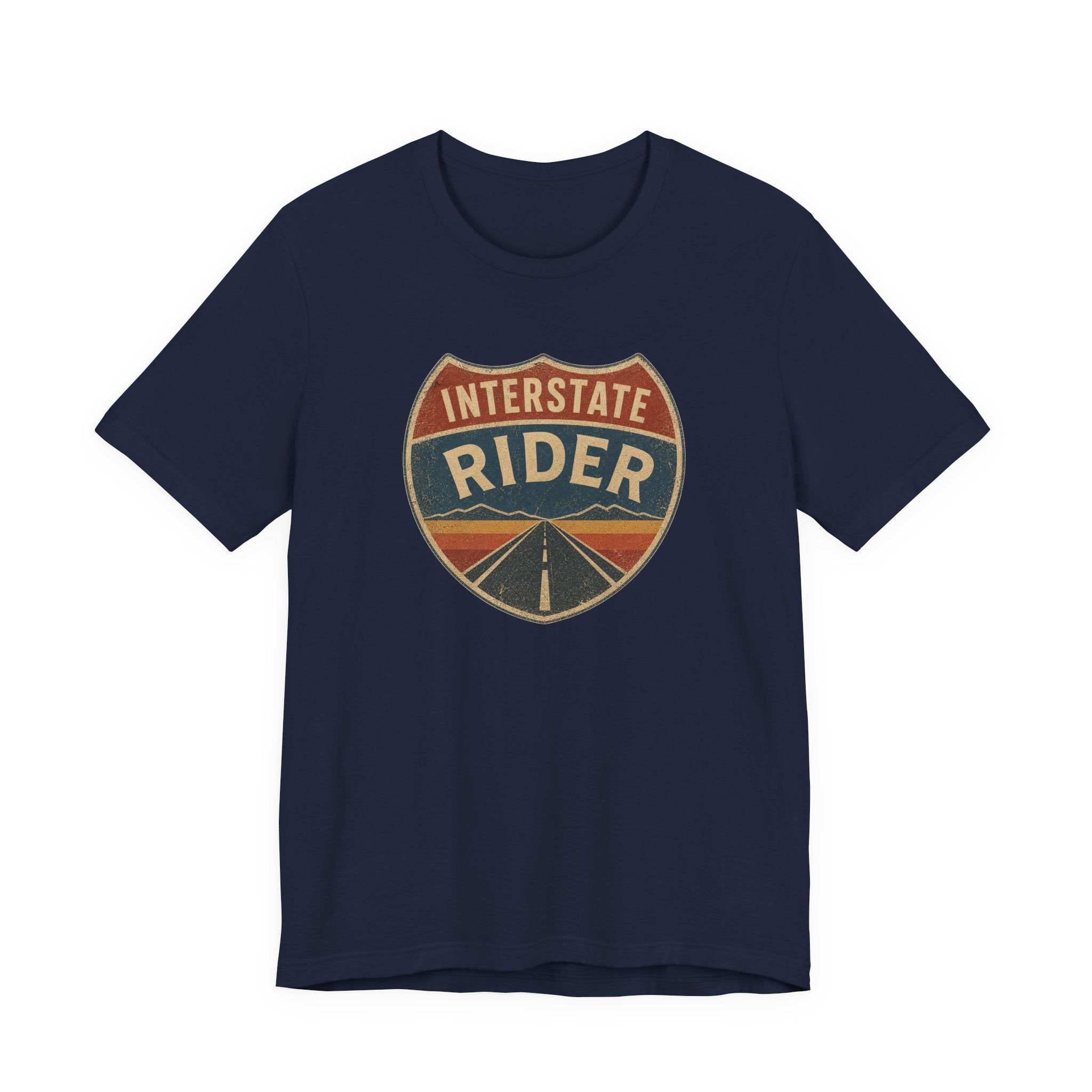 Interstate Rider shield graphic Tee, Vintage road trip motorcycle shirt