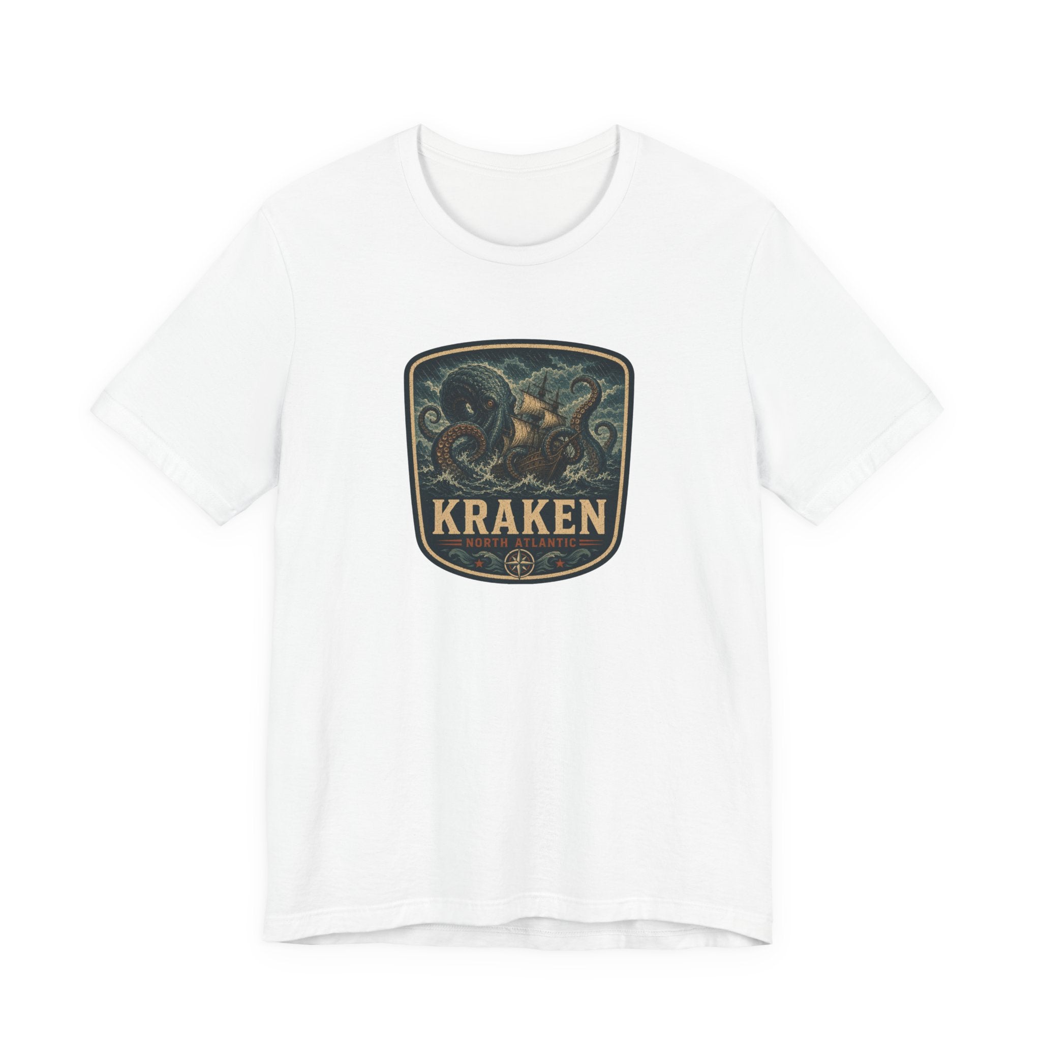 Kraken Vintage Crest Tee, Mythical Sea Monster illustration