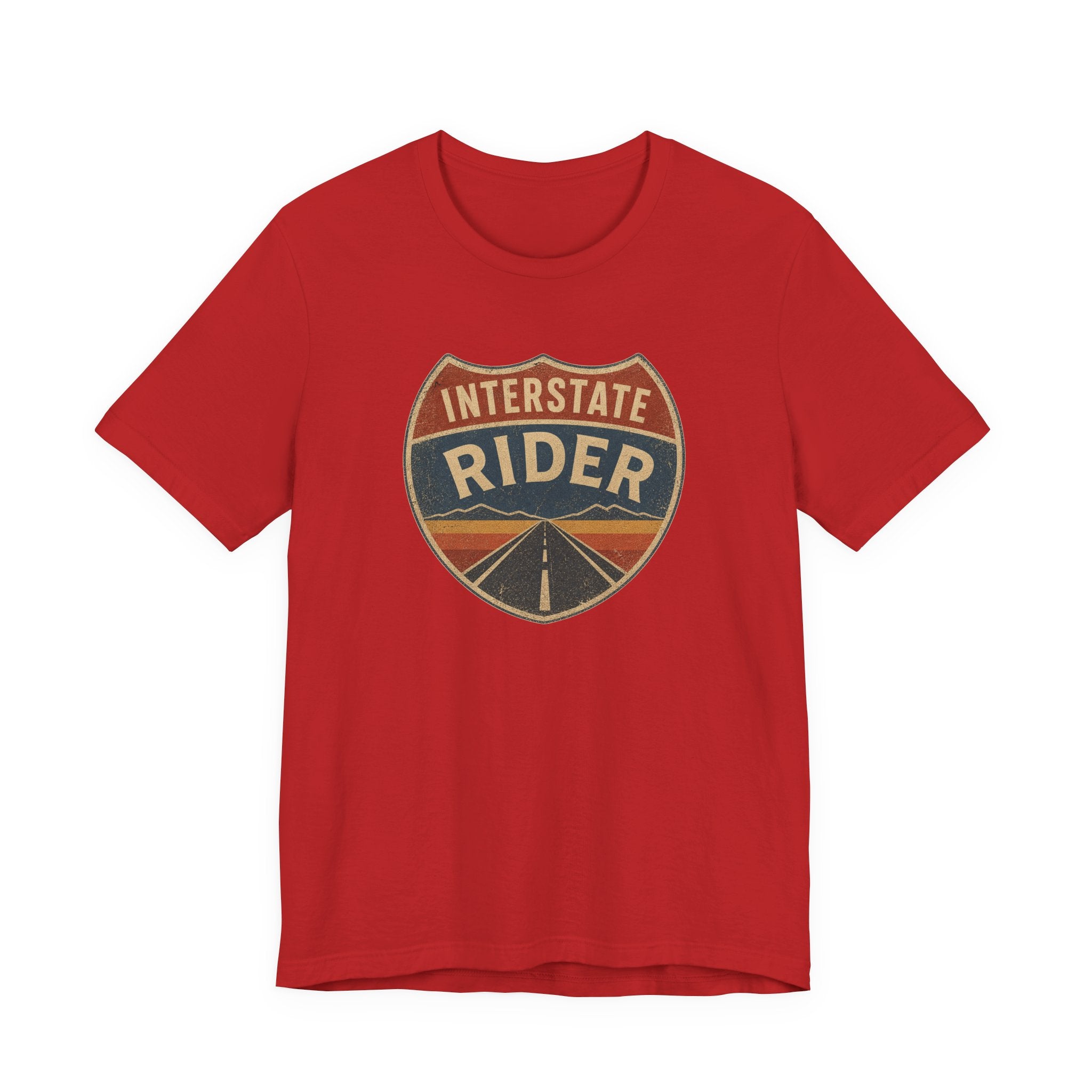 Interstate Rider shield graphic Tee, Vintage road trip motorcycle shirt