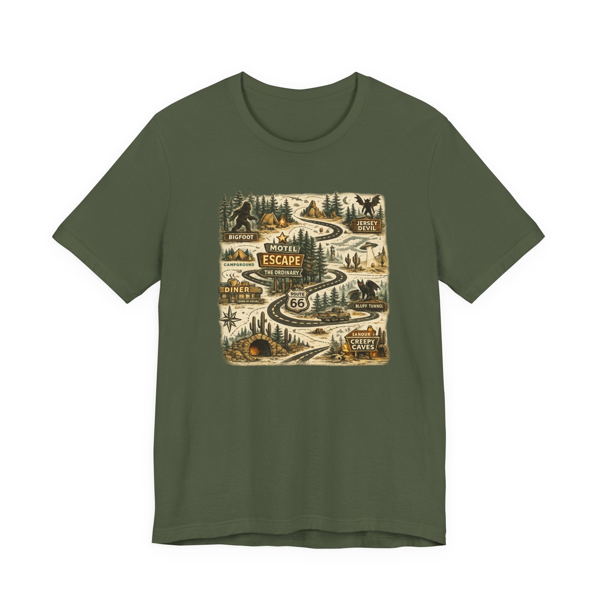 Road Trip Route 66 Adventure map T-Shirt, Vintage Travel Scenic Graphic Tee